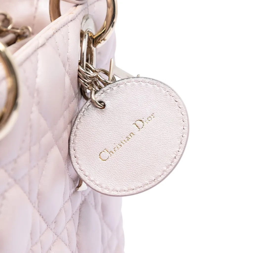 Dior Medium Pearlescent Lambskin Cannage Lady Dior Pink Leather Very good - Box View