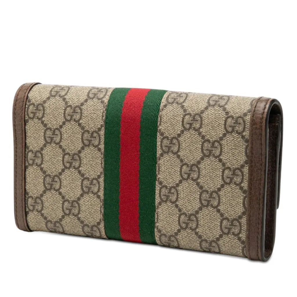 Gucci GG Supreme Web Ophidia Continental Wallet Beige Very good - Back View