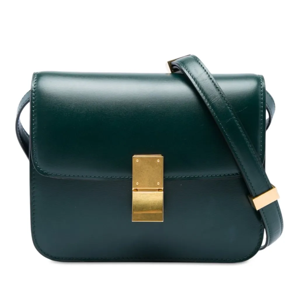 Celine Teen Calfskin Classic Box Green Leather Very good - Front View