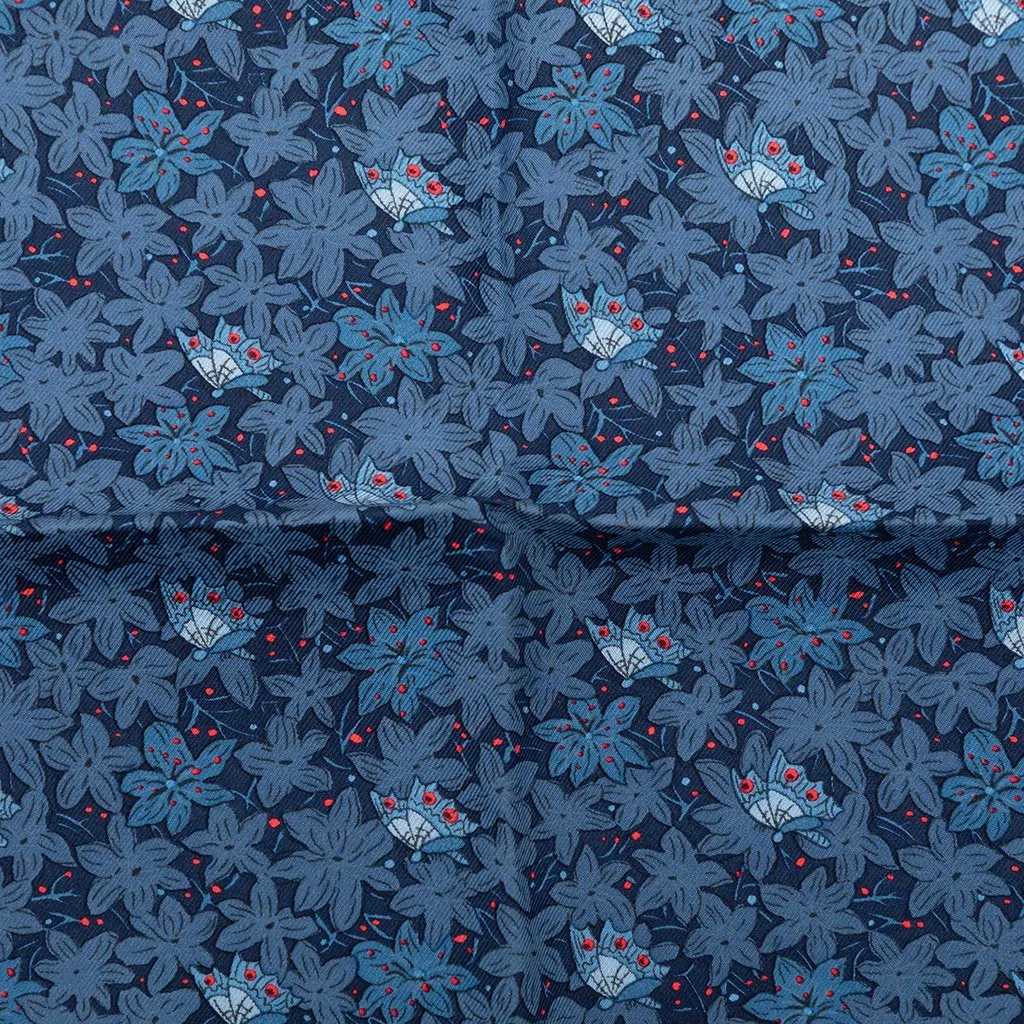 Hermès Flower and Butterfly Silk Scarf 90 Blue Good - Inside View
