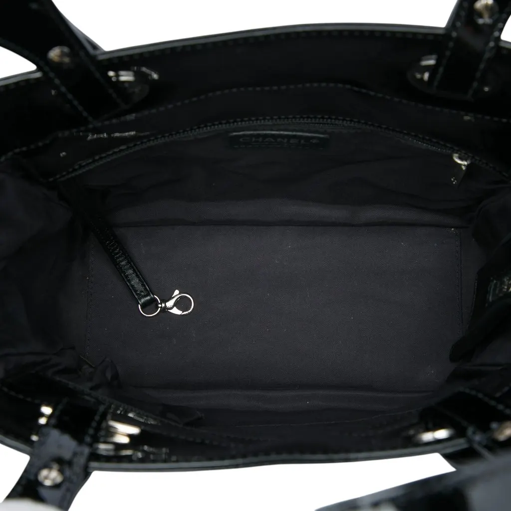Chanel Small Quilted Patent Paris Biarritz Tote Black Leather Very good - Model View