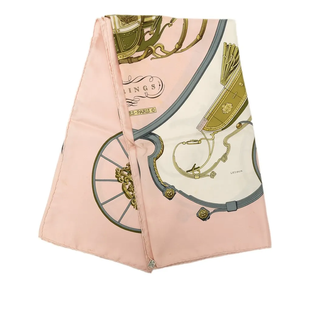Hermès Springs Silk Scarf 90 Pink Silk Good - Front View