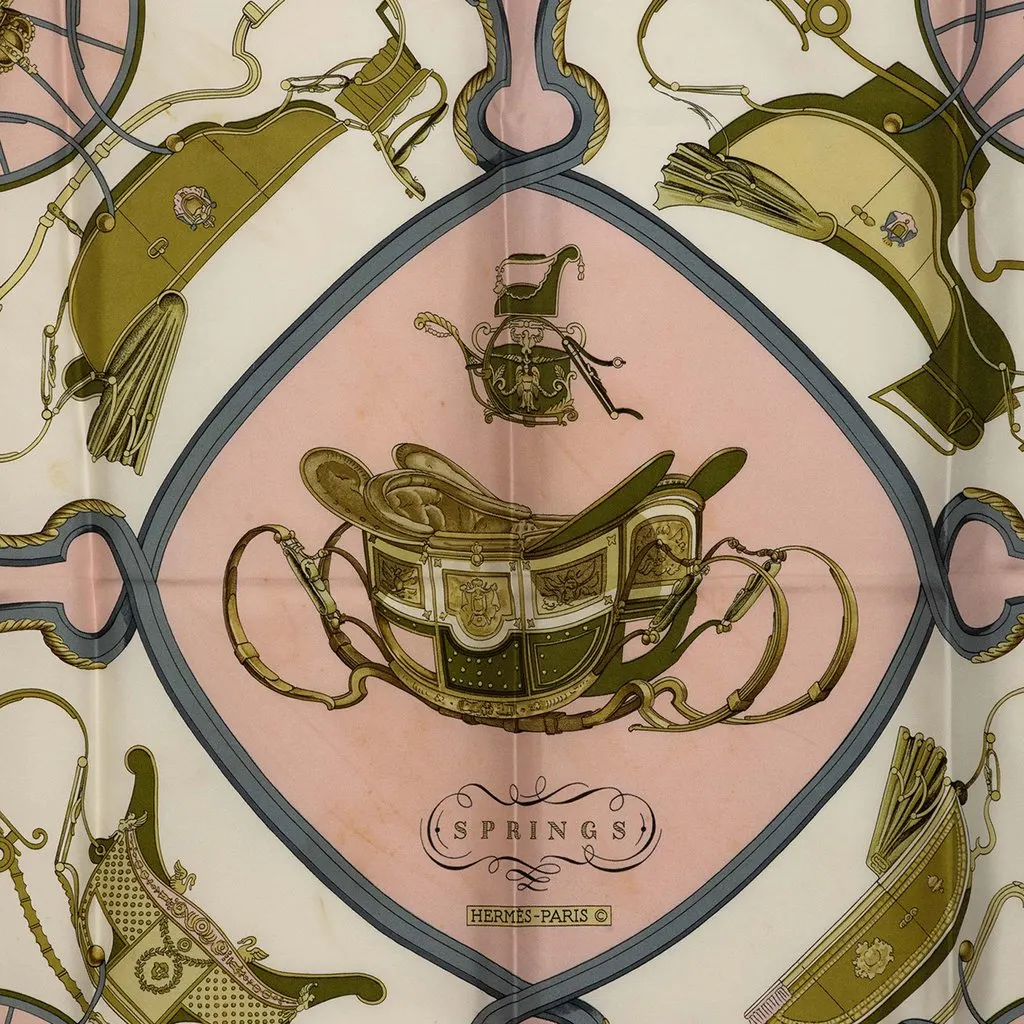 Hermès Springs Silk Scarf 90 Pink Silk Good - Back View