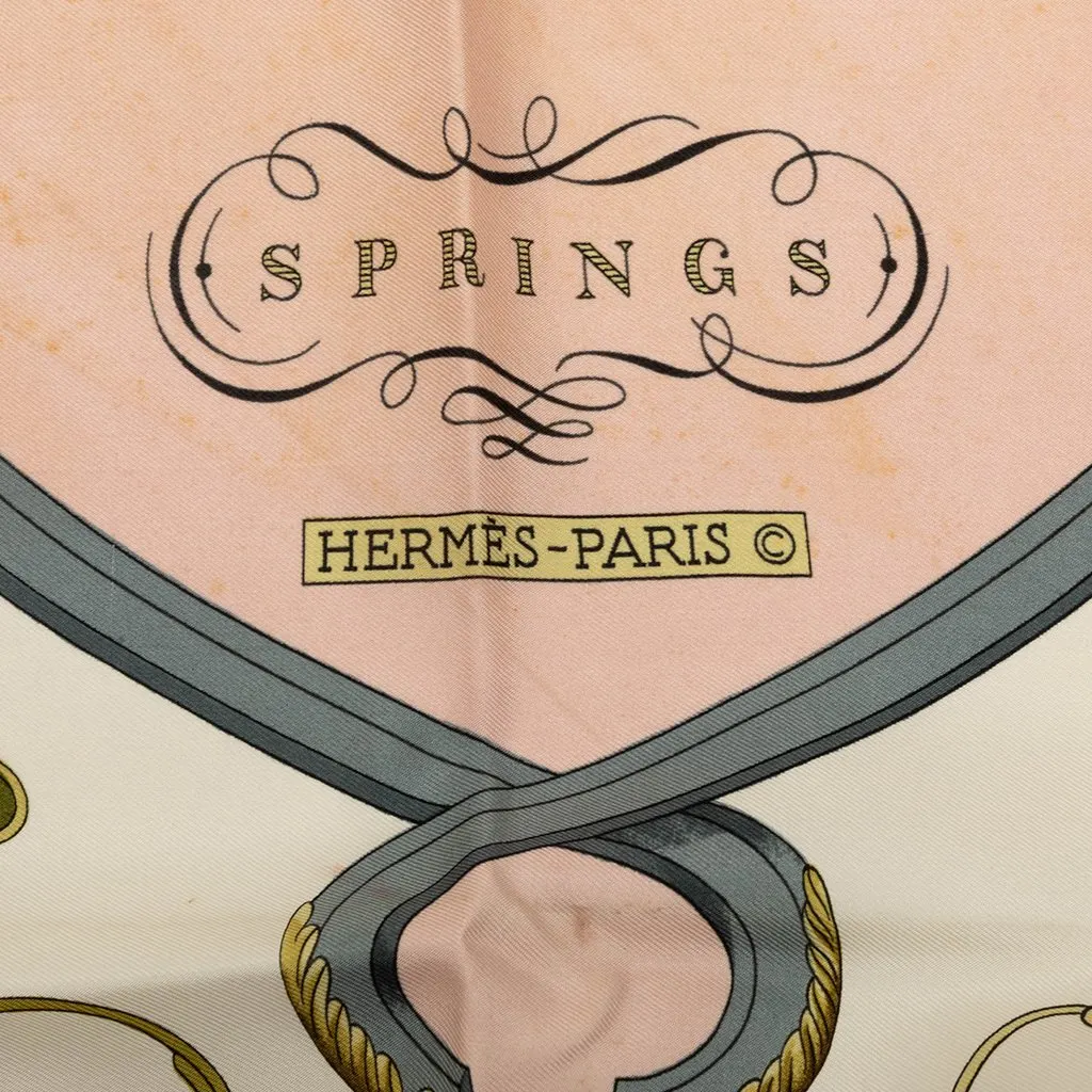 Hermès Springs Silk Scarf 90 Pink Silk Good - Model View