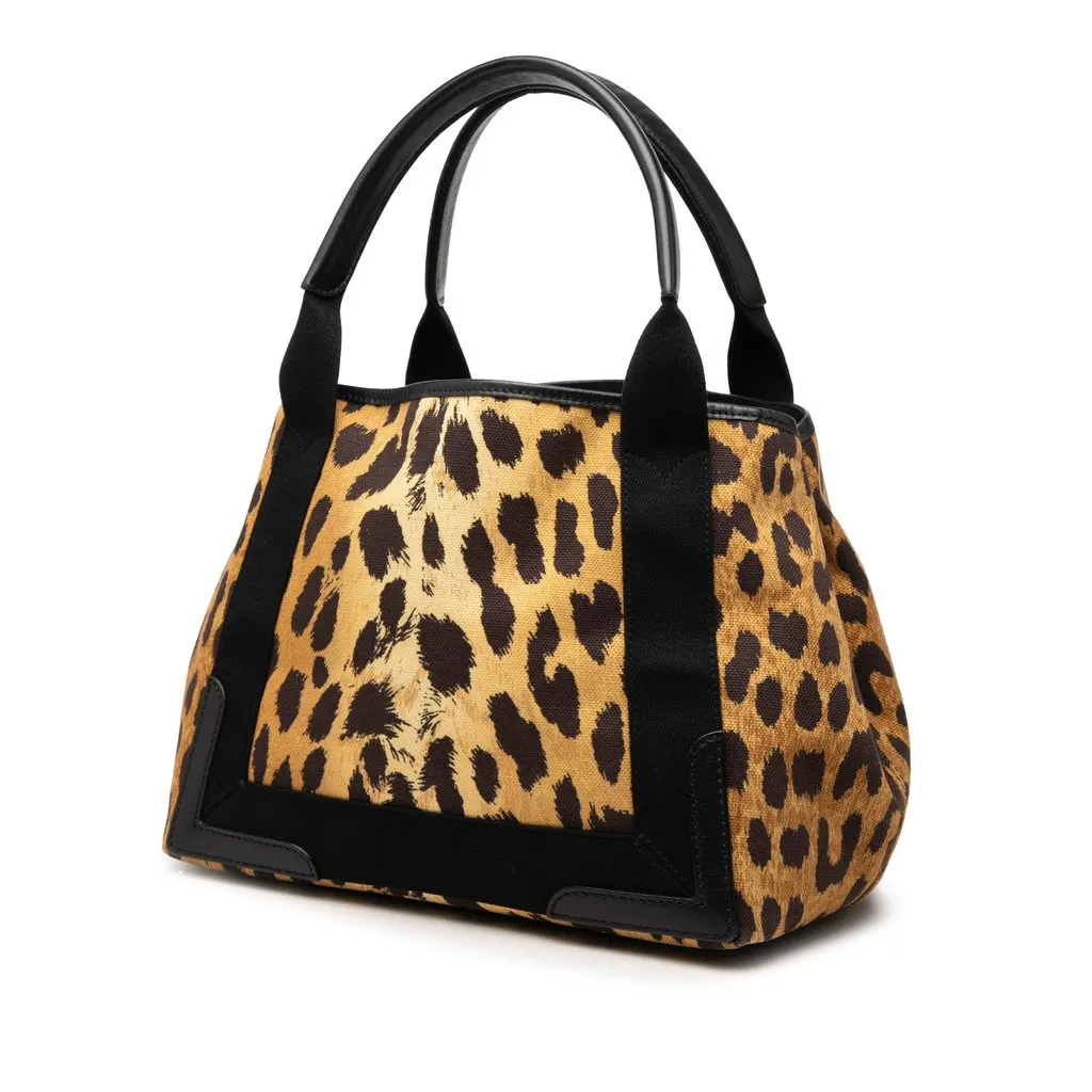 Balenciaga Canvas Leopard Print Navy Cabas Tote S Brown Canvas Very good - Back View