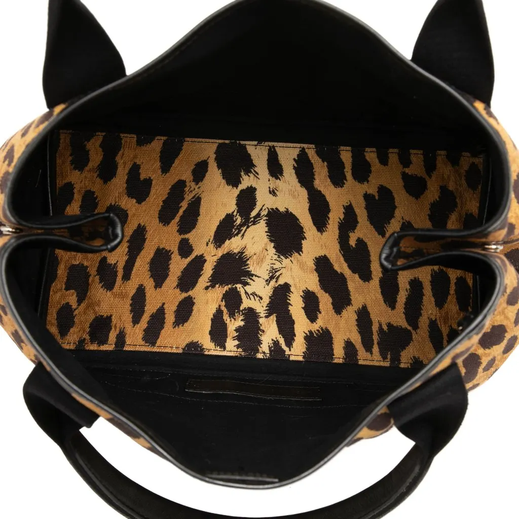 Balenciaga Canvas Leopard Print Navy Cabas Tote S Brown Canvas Very good - Model View
