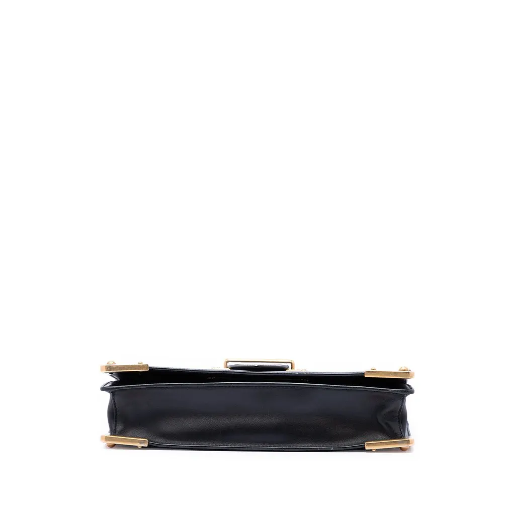 Prada City Calf and Saffiano Cahier Chain Clutch Black Leather Very good - Inside View