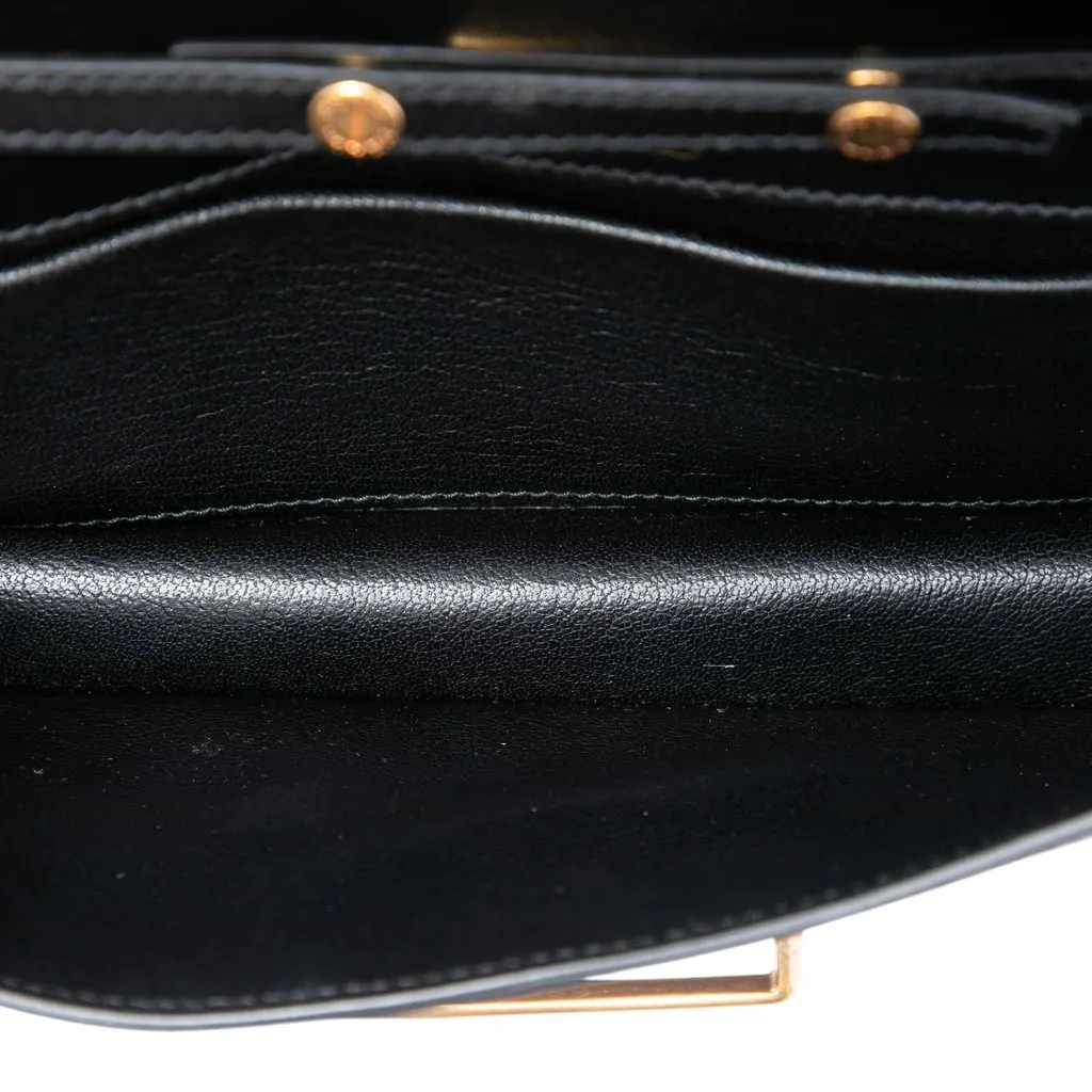 Prada City Calf and Saffiano Cahier Chain Clutch Black Leather Very good - Model View