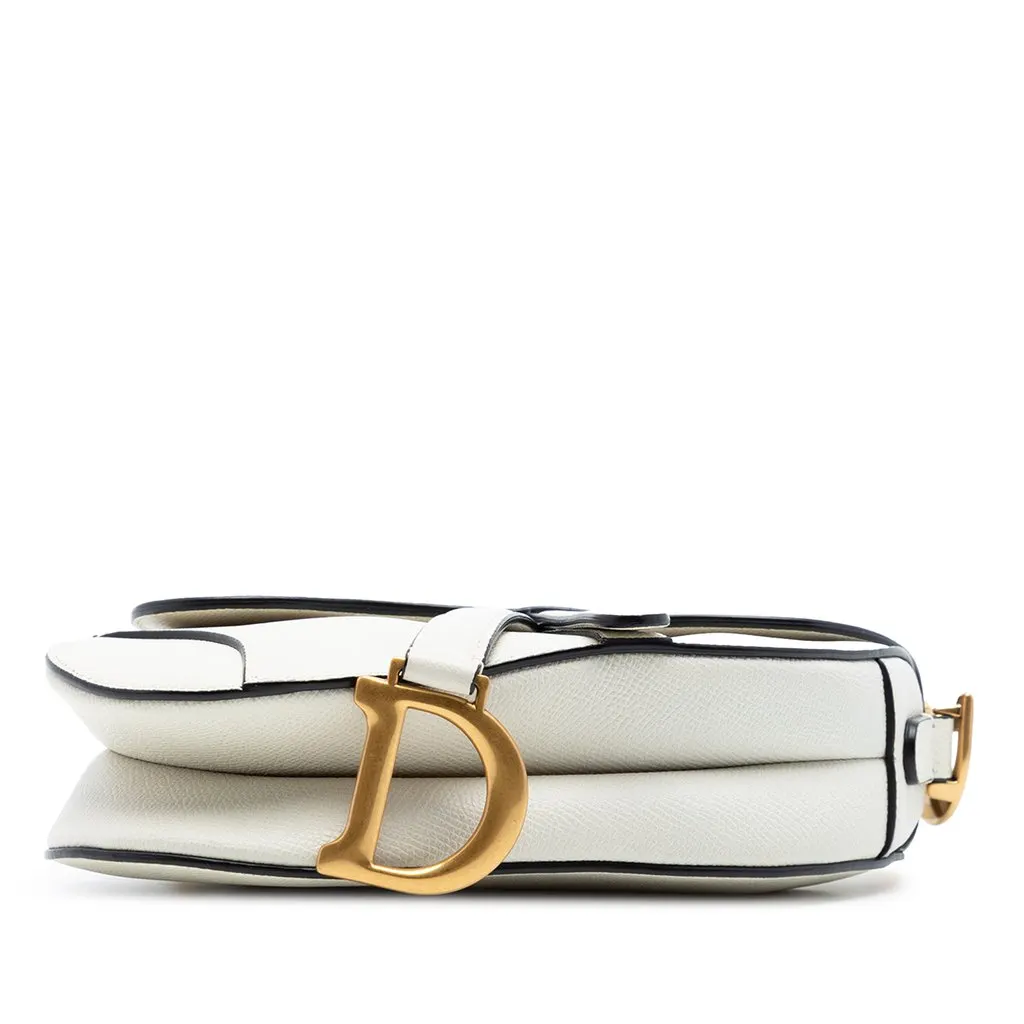 Dior Mini Grained Calfskin Saddle Bag White Leather Very good - Inside View