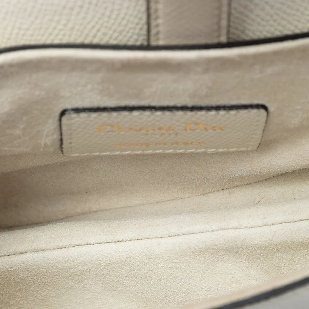 Dior Mini Grained Calfskin Saddle Bag White Leather Very good - Model View