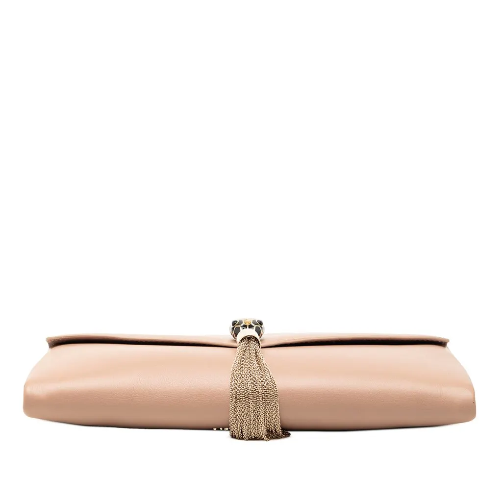 Bvlgari Leather Serpenti Forever Tassel Envelope Clutch Brown Leather Very good - Inside View