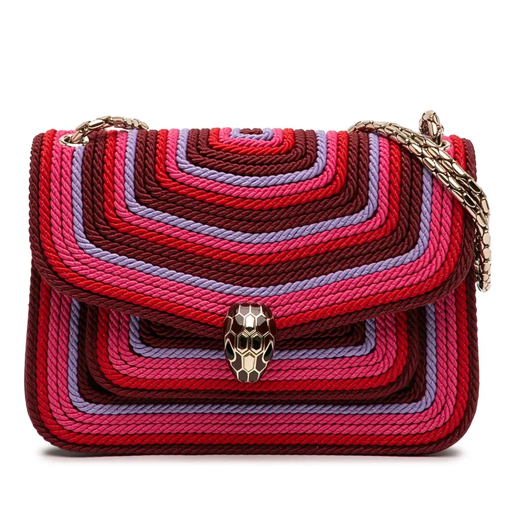 Bvlgari Polyester Serpenti Forever Kaleidoscopia Shoulder Bag Pink Very good - Front View