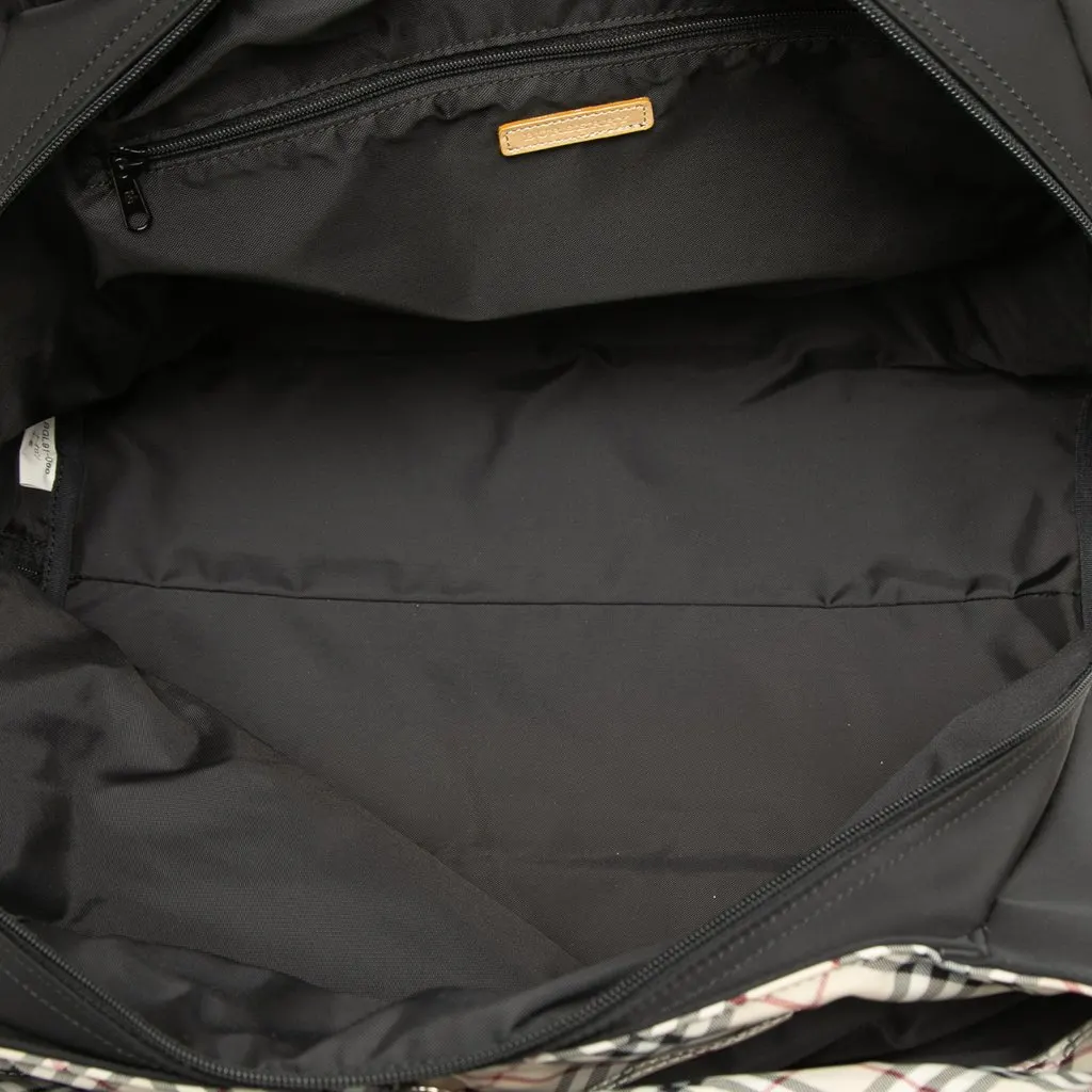 Burberry Nova Check Trimmed Nylon Tote Black Polyamide Good - Model View