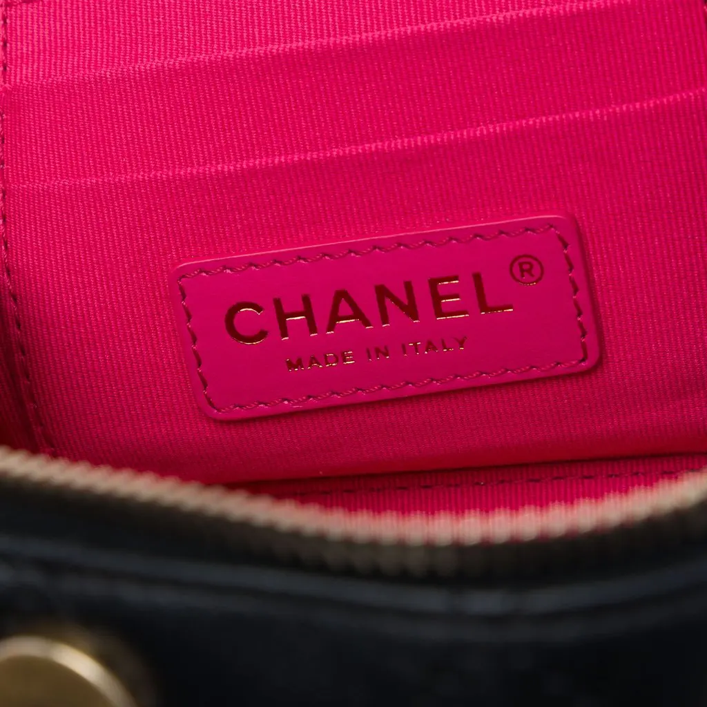 Chanel Small Quilted Calfskin Chain Bar Vanity Case with Chain Black Leather Very good - Box View