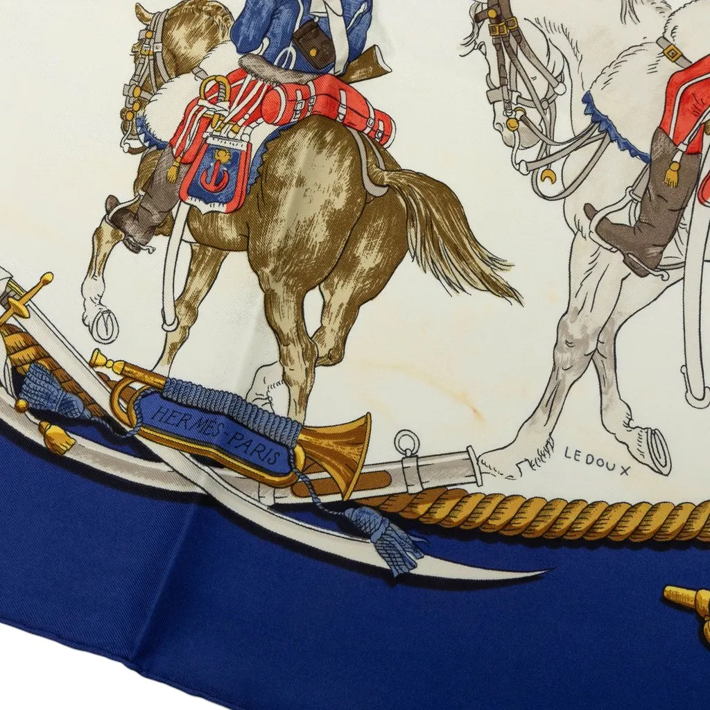 Hermès Marine et Cavalerie Silk Scarf Blue Silk Very good - Box View