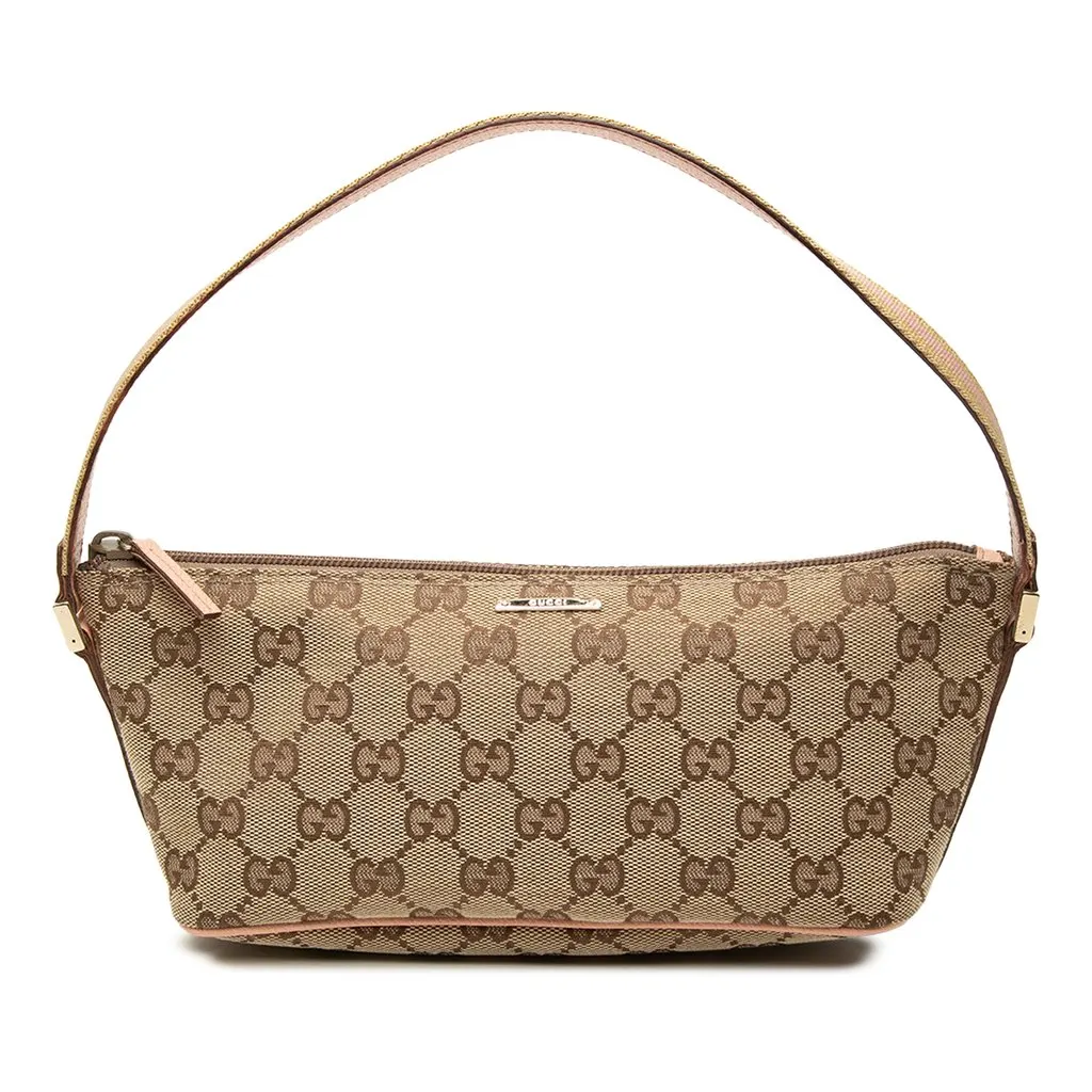 Gucci GG Canvas Web Boat Beige Canvas Good - Front View