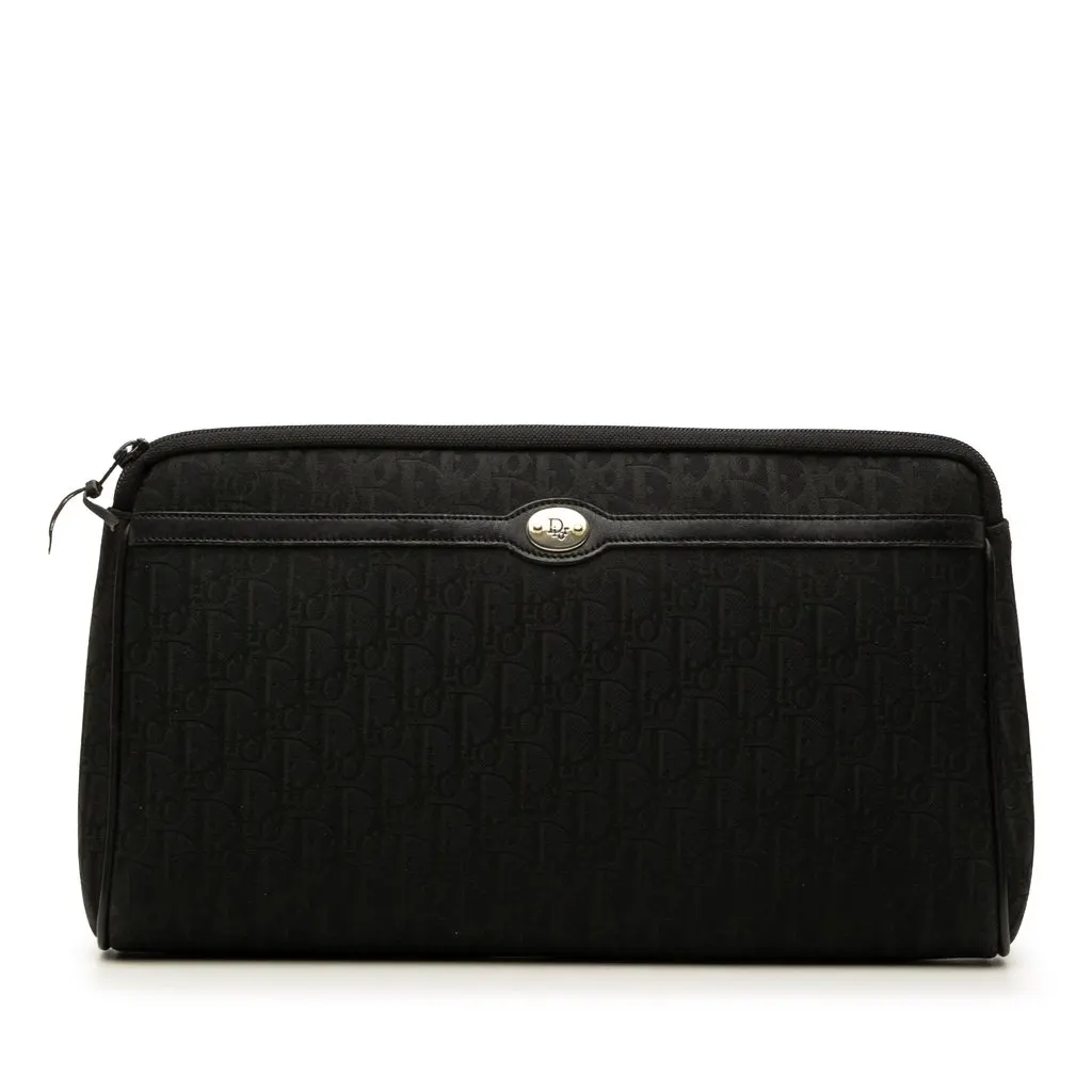Dior Trotter Canvas Clutch Black Canvas Good - Front View
