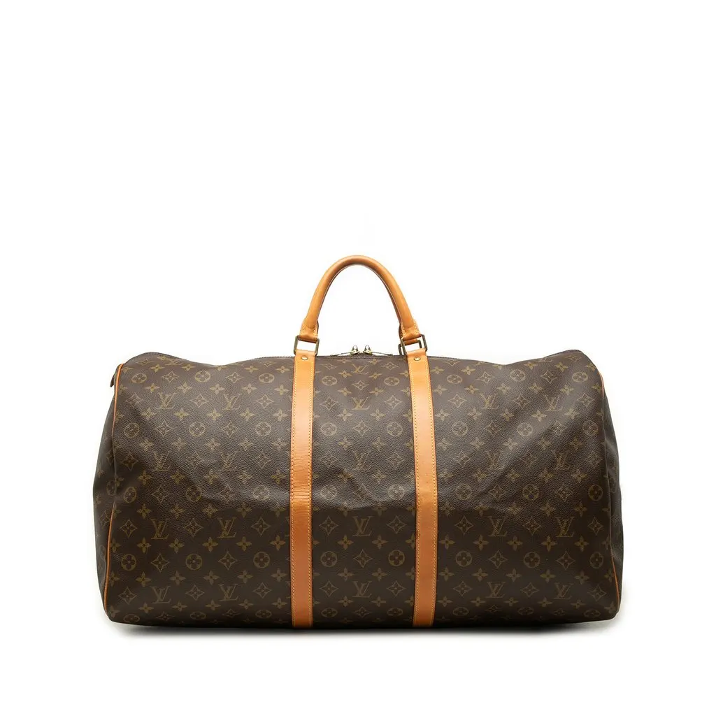Louis Vuitton Monogram Keepall 60 Brown Canvas Good - Front View