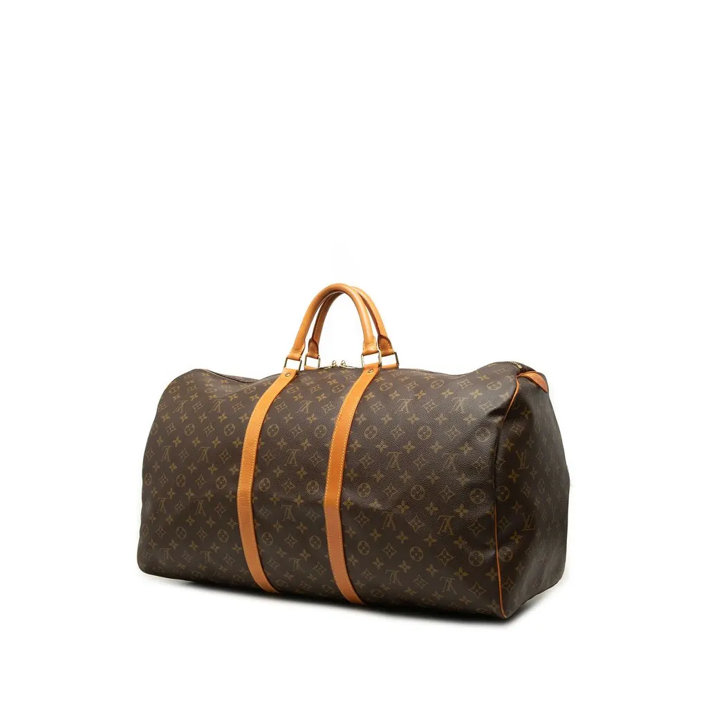 Louis Vuitton Monogram Keepall 60 Brown Canvas Good - Back View