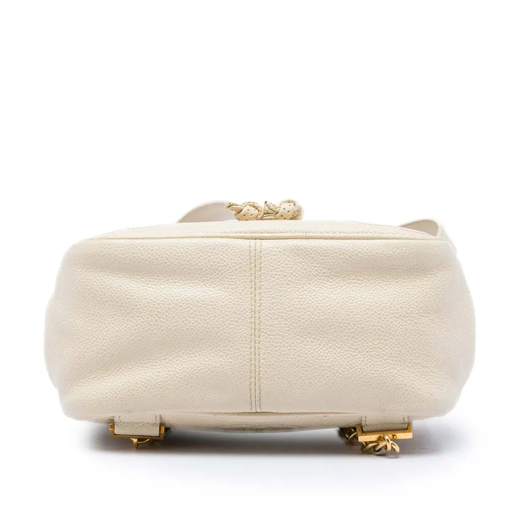 Chanel Caviar Triple CC Backpack White Leather Very good - Inside View