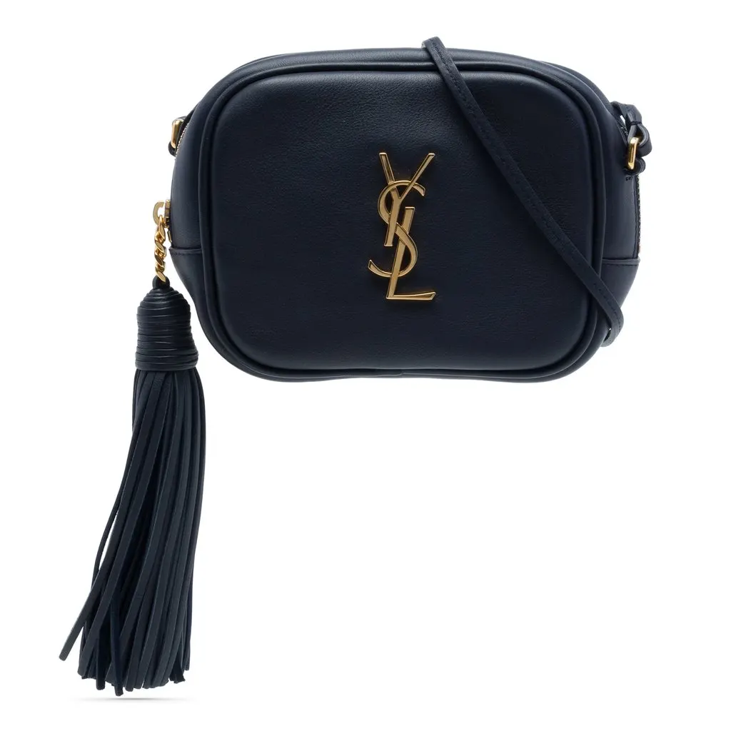 Saint Laurent Calfskin Monogram Blogger Bag Blue Leather Very good - Front View