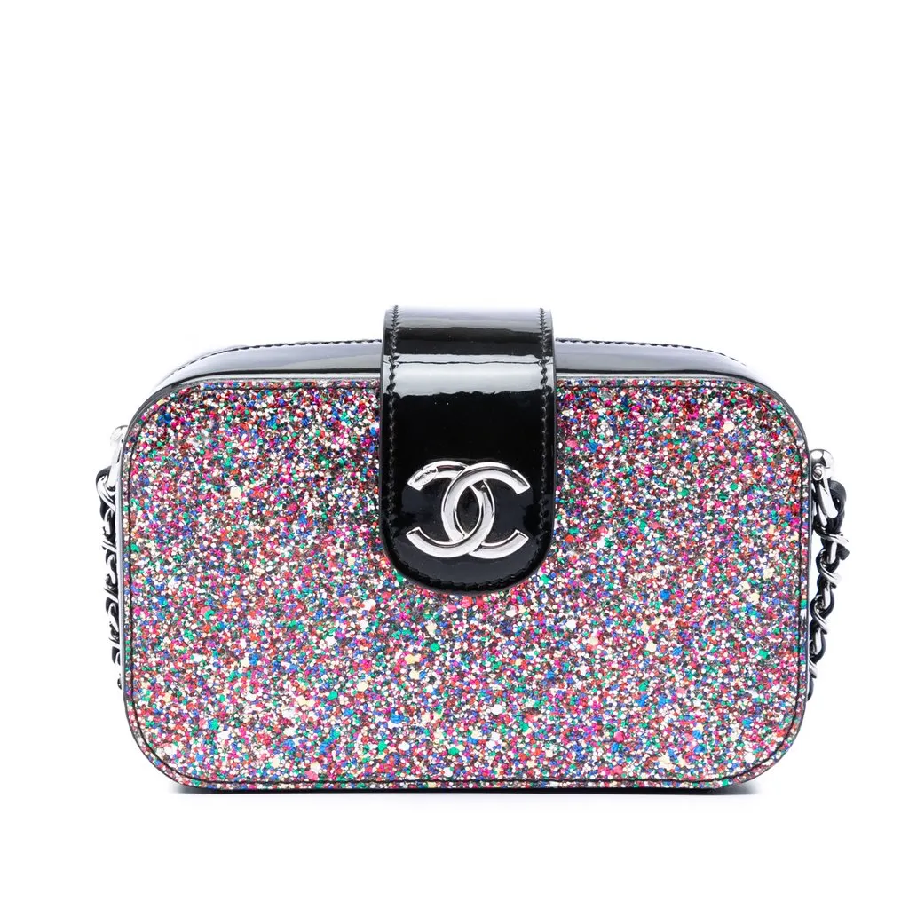 Chanel Glitter Patent Evening On The Moon Camera Case Purple Leather Very good - Front View