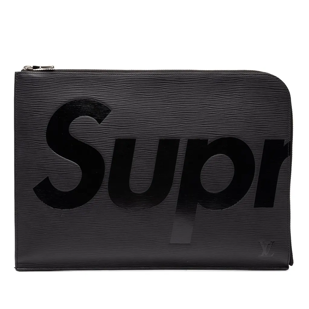 Louis Vuitton Supreme Epi Pochette Jour GM Black Leather Good - Front View