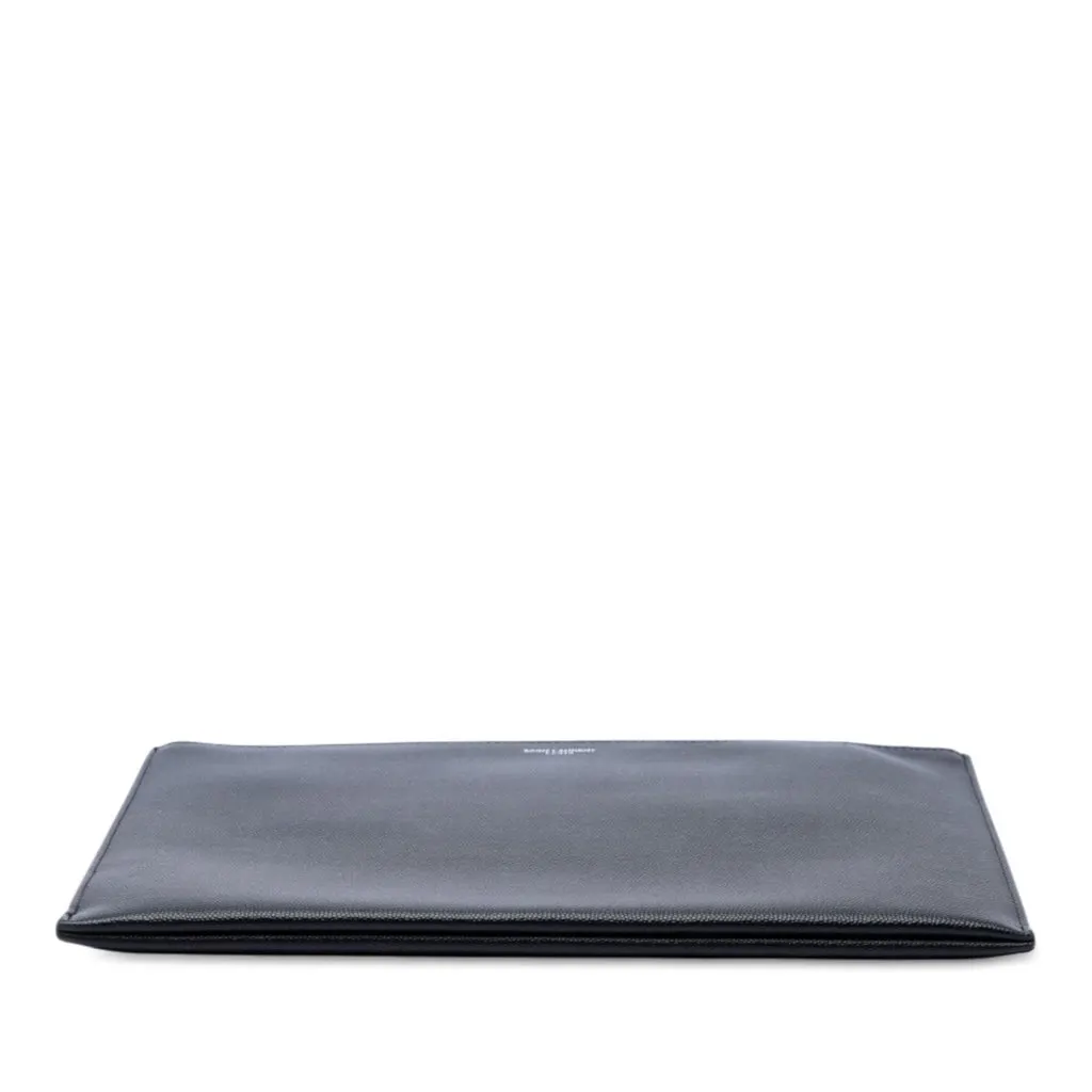 Saint Laurent Grain De Poudre Zip Clutch Black Leather Very good - Inside View