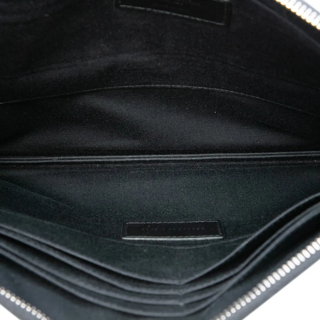 Saint Laurent Grain De Poudre Zip Clutch Black Leather Very good - Model View