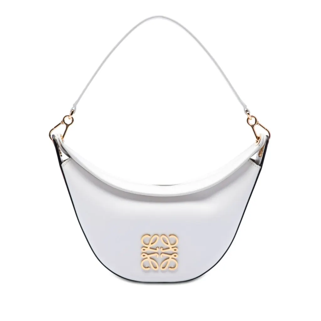Loewe Anagram Leather Luna Hobo Bag White Leather Very good - Front View