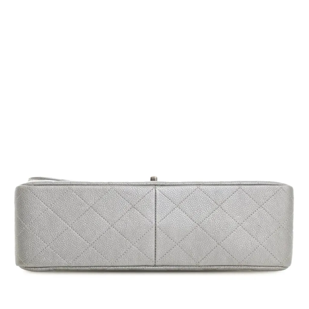 Chanel Jumbo Classic Caviar Double Flap Silver Leather Very good - Inside View