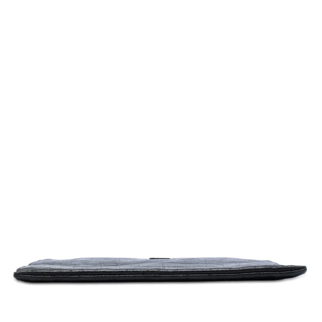 Saint Laurent Croc Embossed Leather Monogram Document Holder Black Leather Very good - Inside View