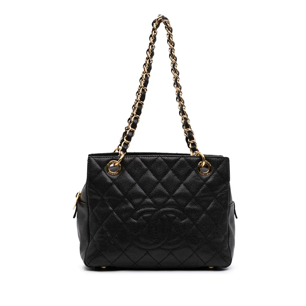 Chanel Petite Caviar Timeless Tote Black Leather Very good - Front View
