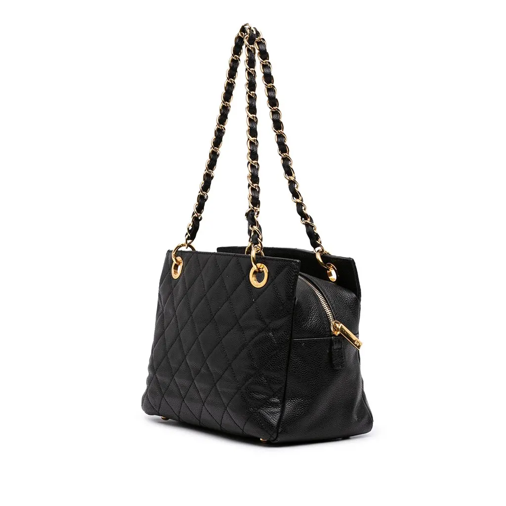 Chanel Petite Caviar Timeless Tote Black Leather Very good - Back View