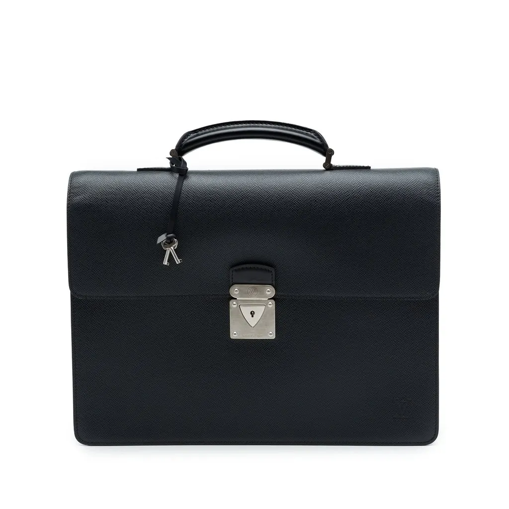 Louis Vuitton Taiga Neo Robusto 2 Briefcase Black Leather Good - Front View