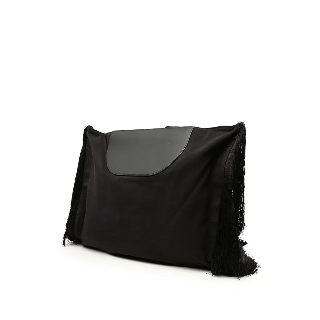 Burberry Canvas Olympia Fringe Clutch Black Very good - Back View