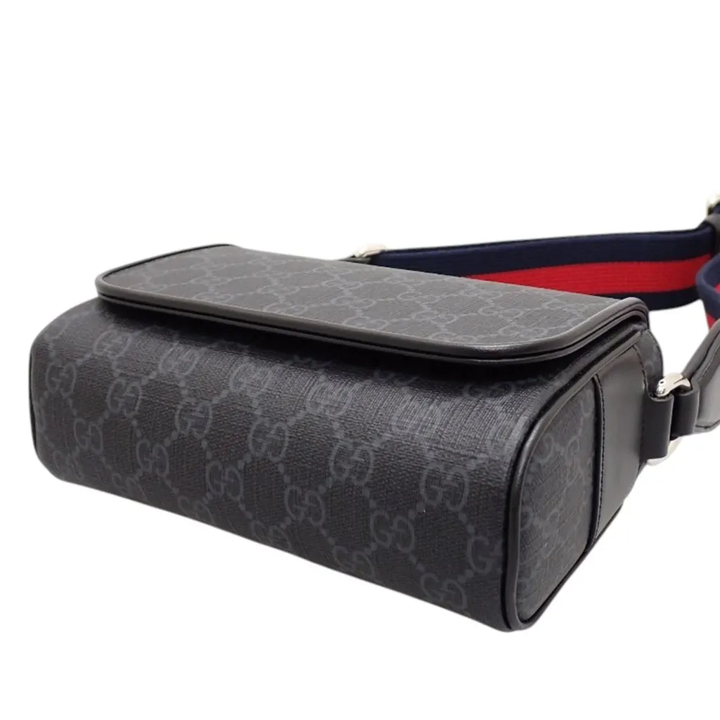 Gucci GG Supreme Web Flap Messenger Bag Black Canvas Very good - Inside View