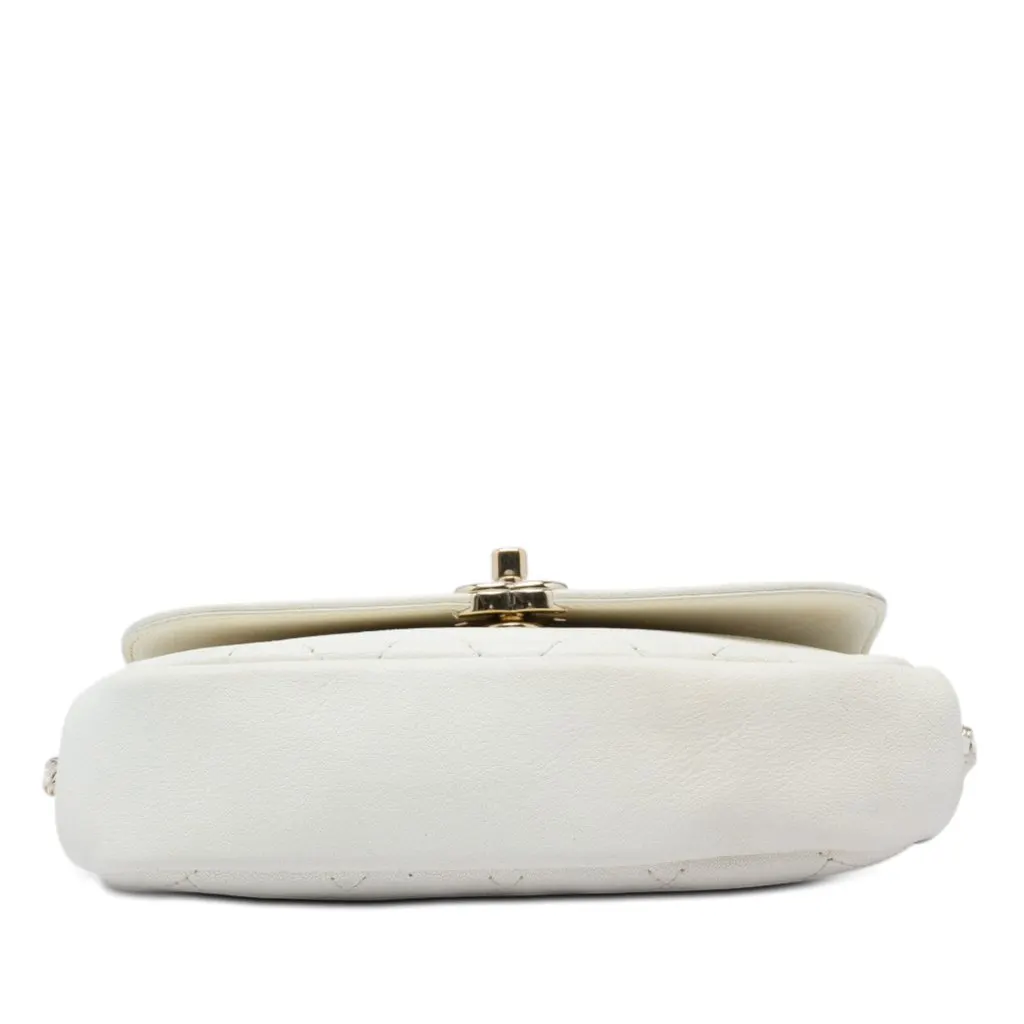 Chanel CC Quilted Goatskin Casual Trip Flap White Leather Very good - Inside View
