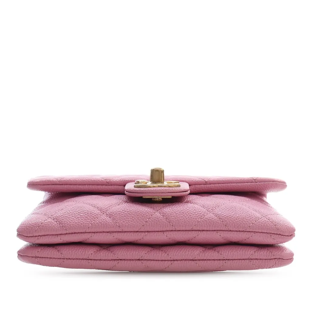 Chanel Quilted Caviar Pick Me Up Flap Belt Bag Pink Leather Very good - Inside View