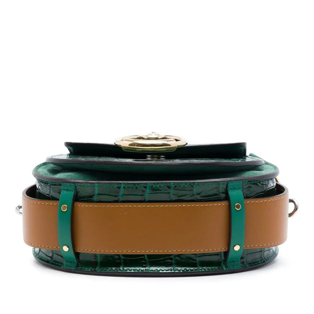 Chloé Small Croc Embossed Leather Tess Satchel Green Leather Very good - Inside View