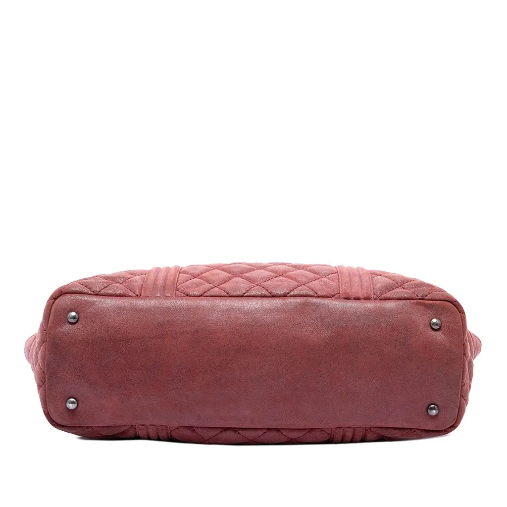 Chanel Quilted Iridescent Calfskin Gentle Boy Tote Red Leather Very good - Inside View