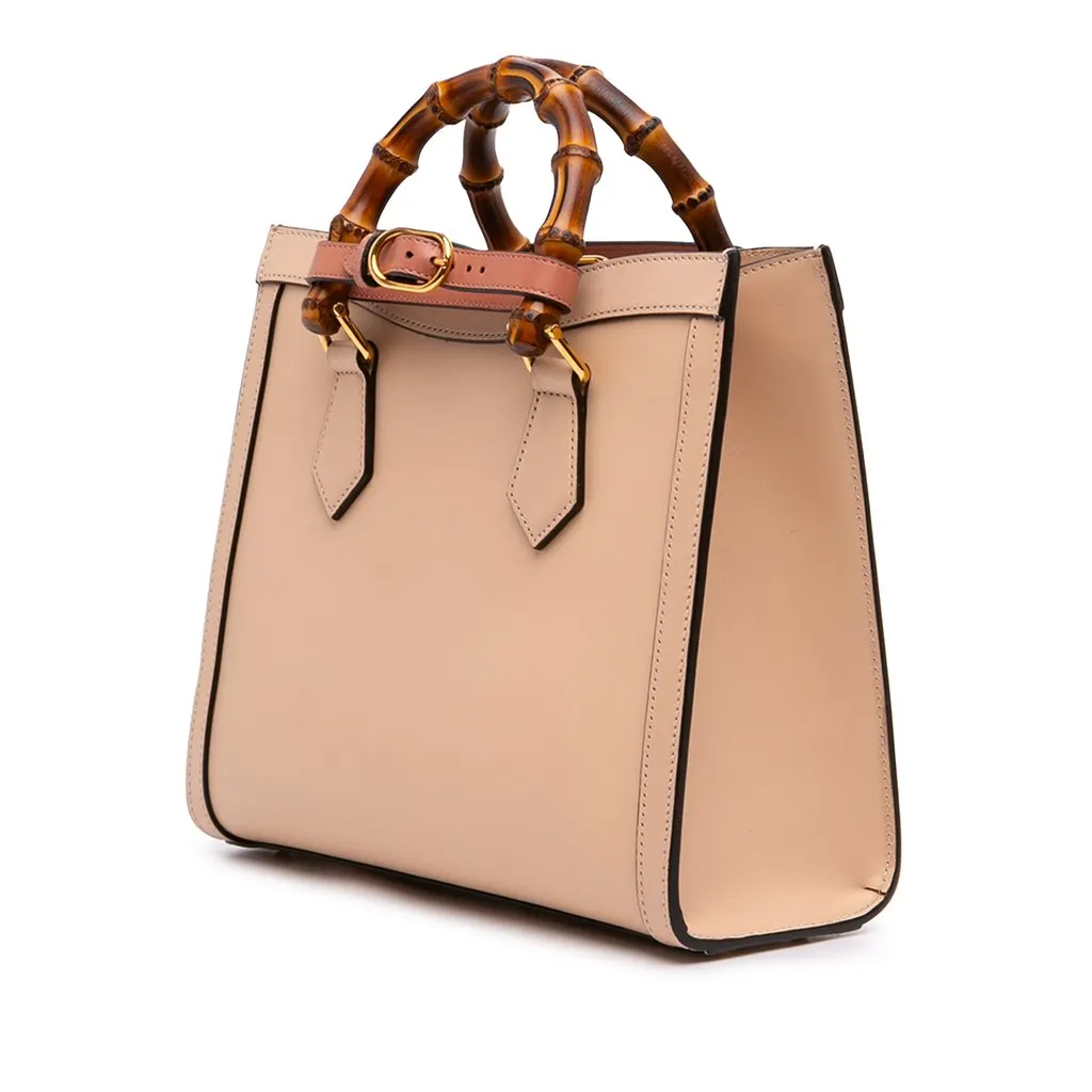 Gucci Medium Calfskin Bamboo Diana Satchel Beige Leather Very good - Back View