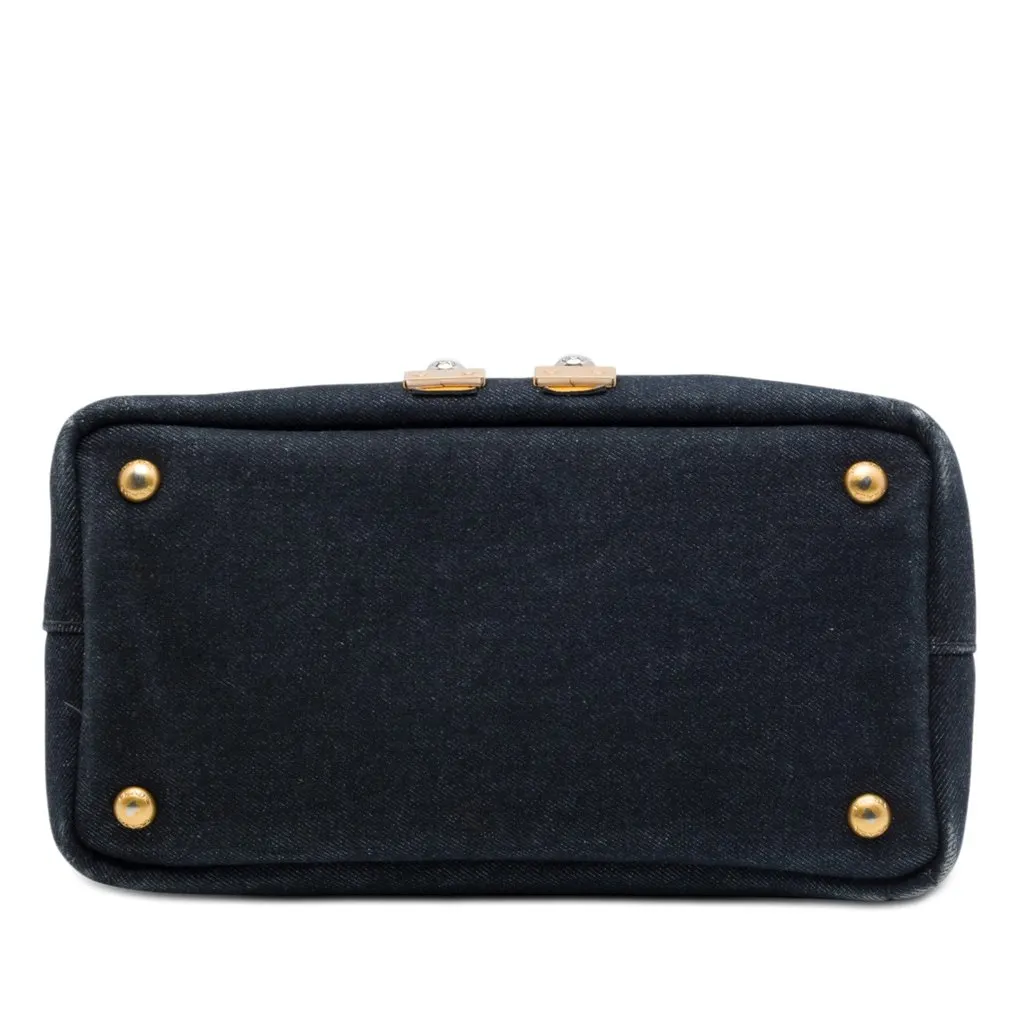 Prada Small Saffiano Trimmed Denim Canapa Robot Satchel Black Very good - Inside View