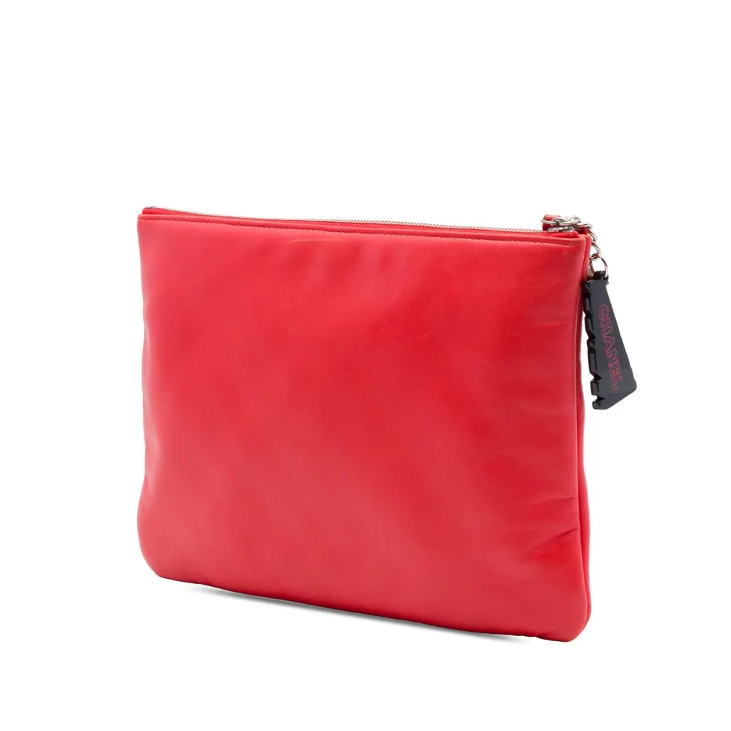 Chanel Medium Printed Lambskin Cuba La Habana O Case Clutch Red Leather Very good - Back View