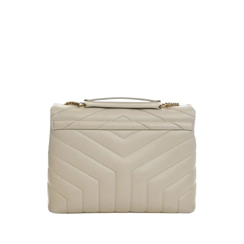 Saint Laurent Small Matelasse Calfskin Monogram LouLou Shoulder Bag White Leather Very good - Back View