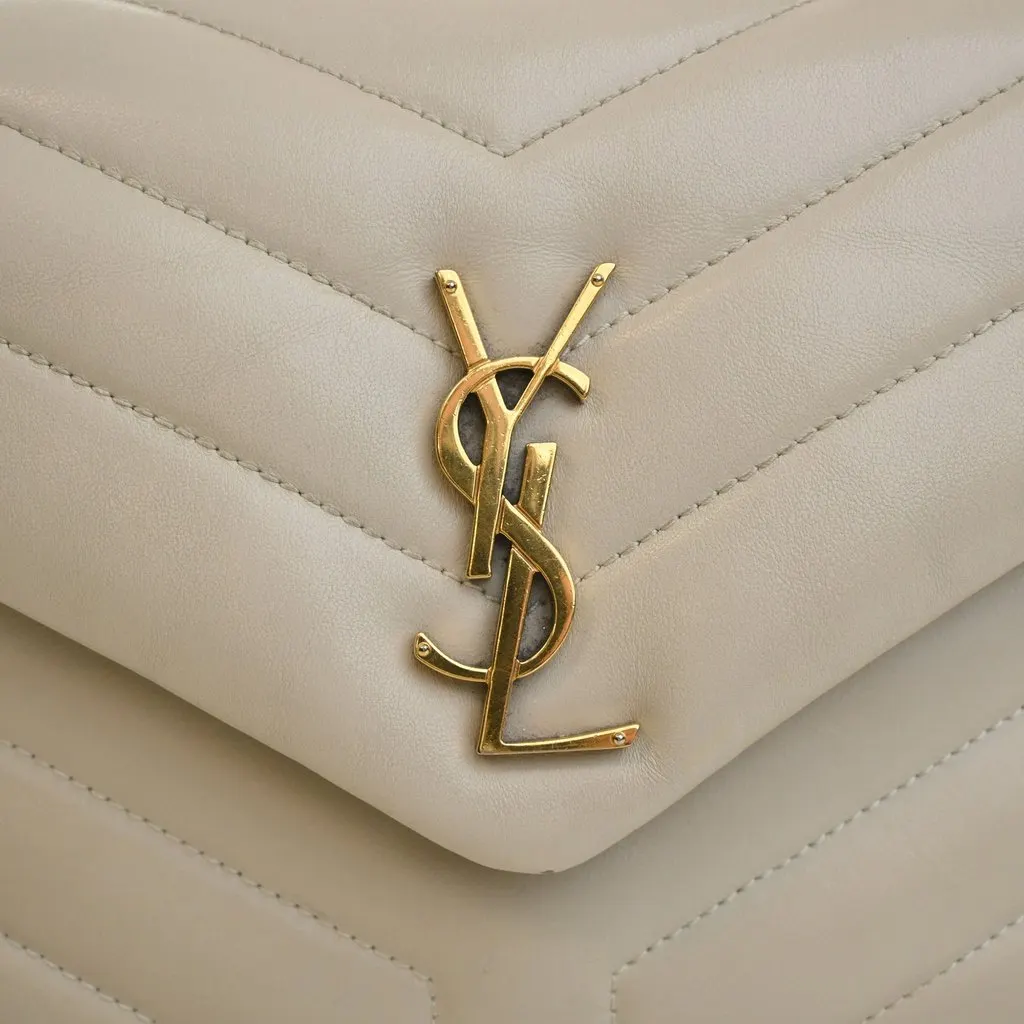 Saint Laurent Small Matelasse Calfskin Monogram LouLou Shoulder Bag White Leather Very good - Box View