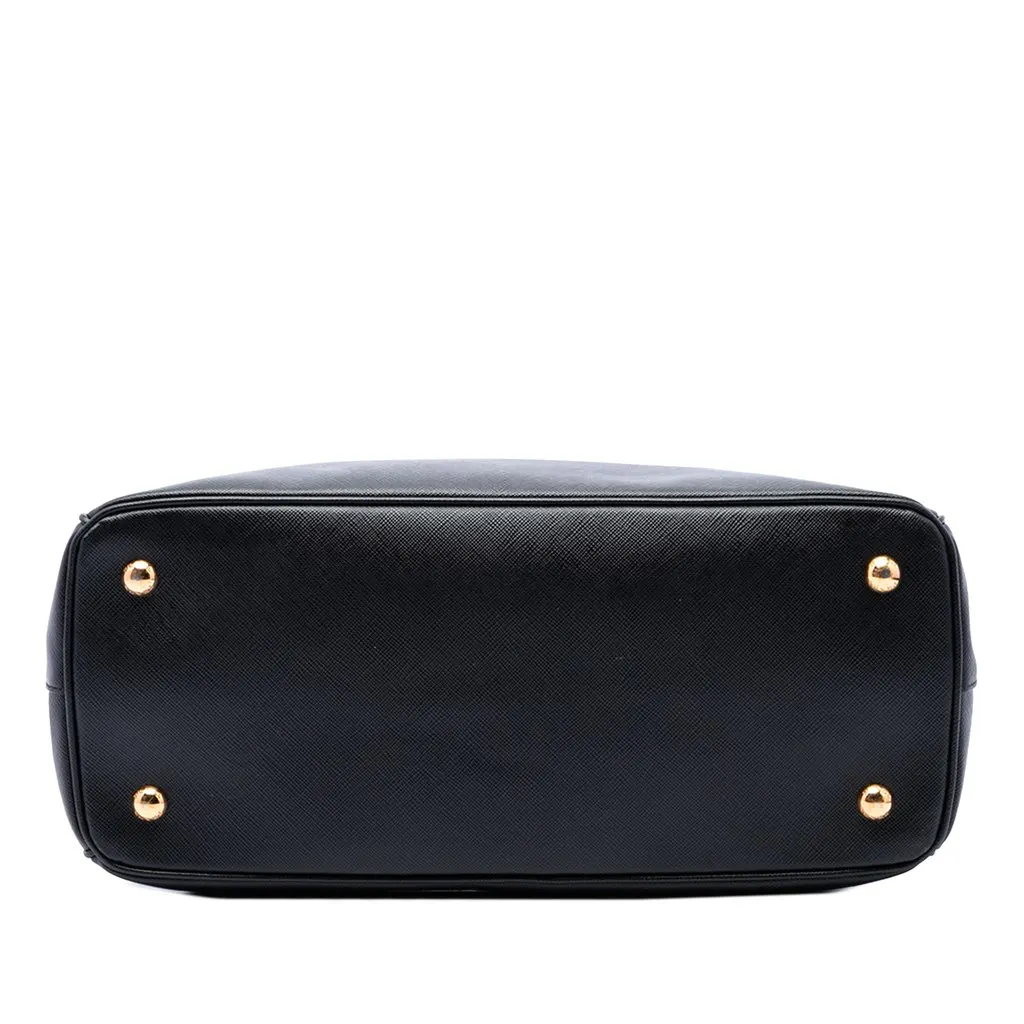 Prada Medium Saffiano Lux Gardeners Tote Black Leather Good - Inside View