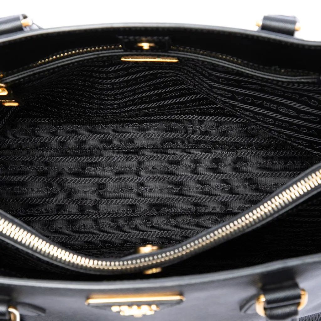 Prada Medium Saffiano Lux Gardeners Tote Black Leather Good - Model View