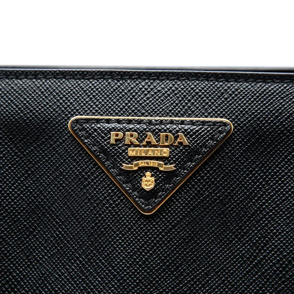 Prada Medium Saffiano Lux Gardeners Tote Black Leather Good - Box View