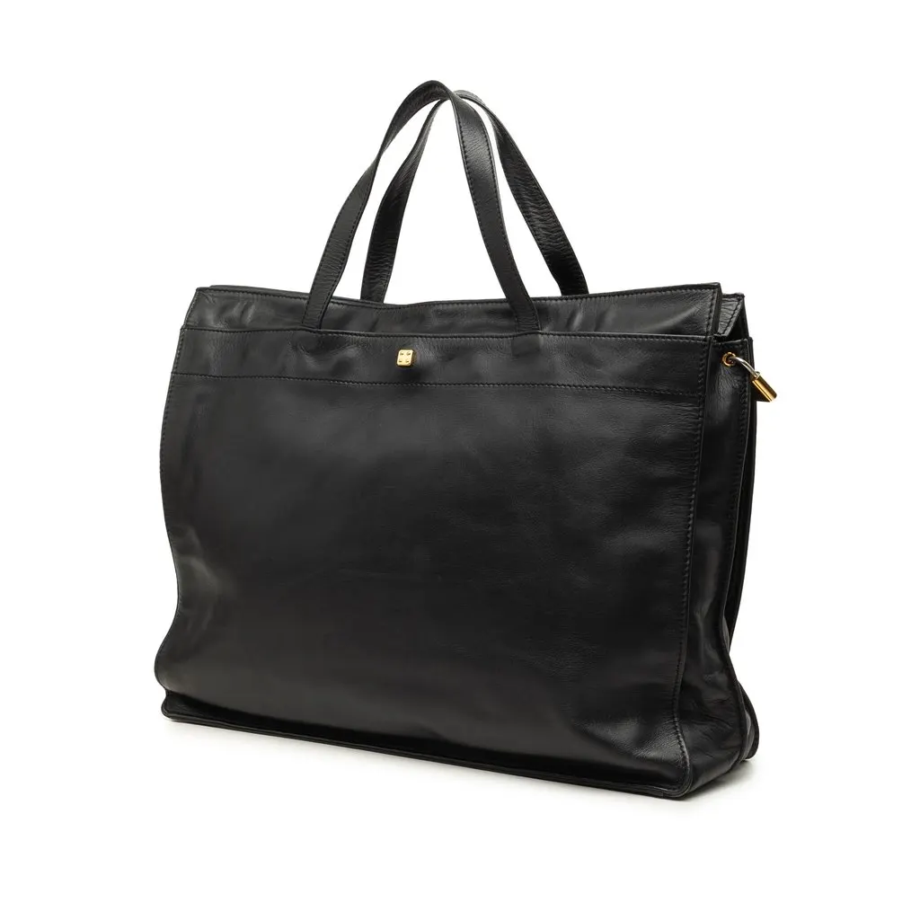 LOEWE Leather Anagram Shopper Tote Black Leather Very good - Back View